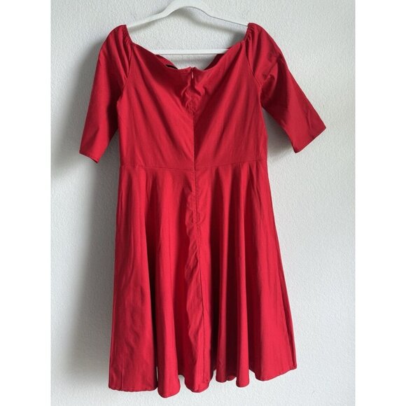 Grace Karin Red Off Shoulder Fit & Flare Pleated Dress Women’s XL Cocktail Party - Picture 6 of 11